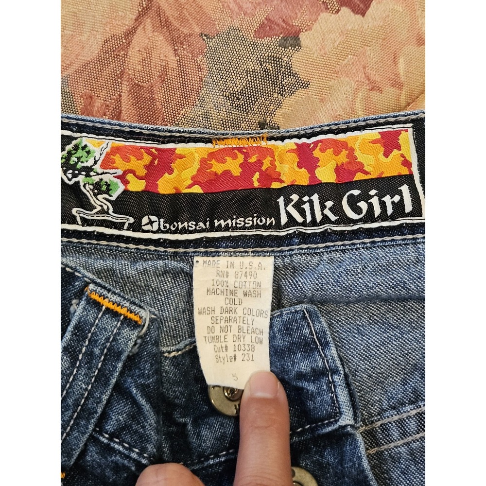 Vtg Junior's Kik Girl Skater Y2K Super Wide Leg Jeans Bonsai Mission (D3) - Picture 10 of 15